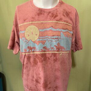 Lion King Pink Tye Dye Men's T Shirt Size Large Scar Mufasa Simba Rafiki Timon